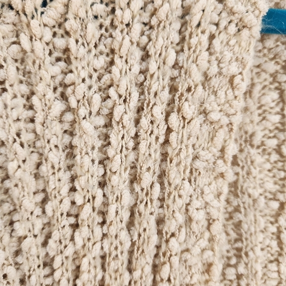 On the Road M/L Boho Open Cardigan Sweater Popcorn Knit made with Vegan Yarn - Picture 6 of 10